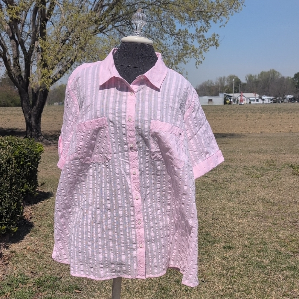 Tommy Hilfiger Pink Striped Button-Up Shirt